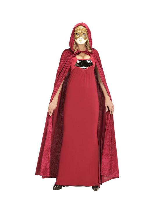 Capa capucha burdeos terciopelo 150 cm Unisex