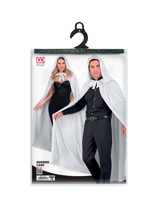 Capa con capucha de terciopelo blanco – 140 cm