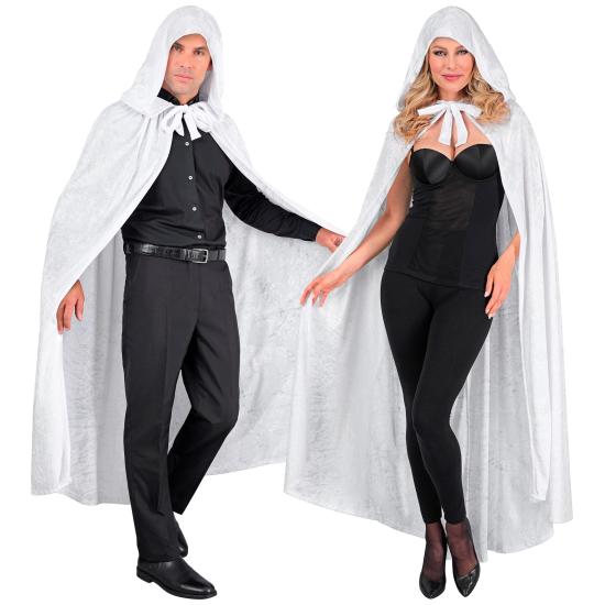 Capa con capucha de terciopelo blanco – 140 cm