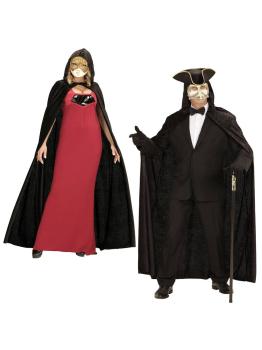 Capa con capucha Negra  de terciopelo - 150 cm Unisex