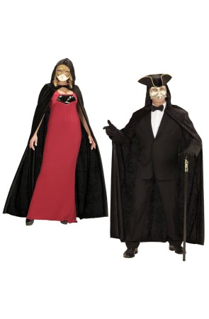 Capa con capucha Negra  de terciopelo - 150 cm Unisex