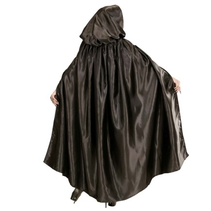 Capa con Capucha Negra Raso 145 cm.