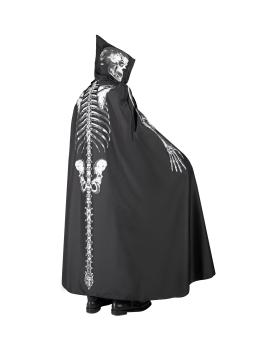 Capa de esqueleto con capucha para adulto, 150 cm, disfraz para Halloween