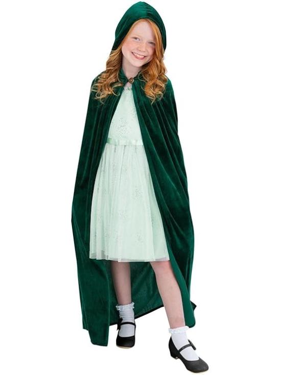 Capa de lujo para niños, verde esmeralda