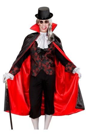 Capa Negra-Roja Forrada de Raso de 135 cms Unisex