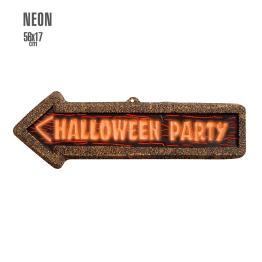 Cartel Halloween Party 3D Fluorescente 56X17 cm