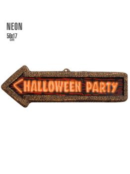 Cartel Halloween Party 3D Fluorescente 56X17 cm