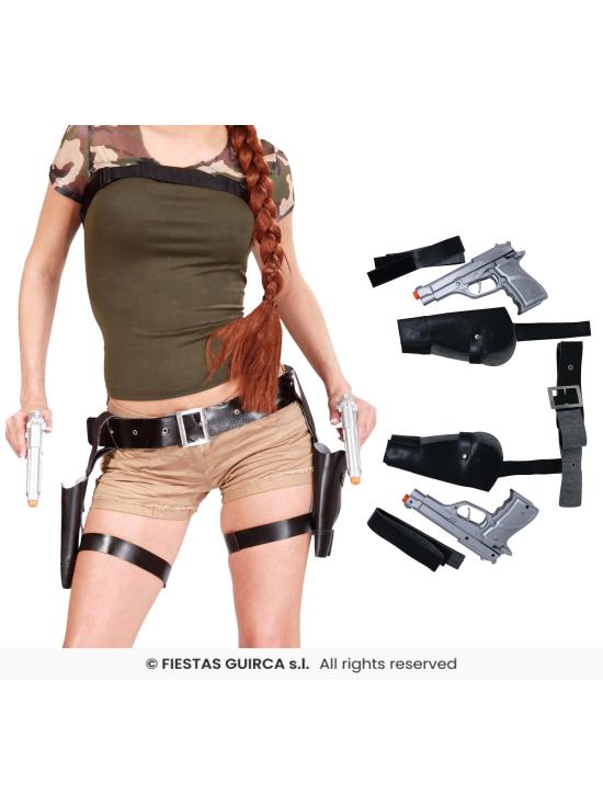 Cartuchera Doble con Pistola Lara Croft