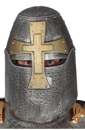 Casco Cruzado Medieval Plateado adultos