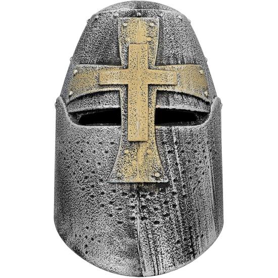 Casco Cruzado Medieval Plateado adultos