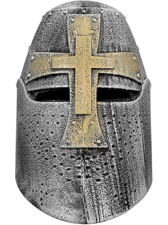 Casco Cruzado Medieval Plateado adultos