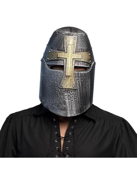 Casco Cruzado Medieval Plateado adultos