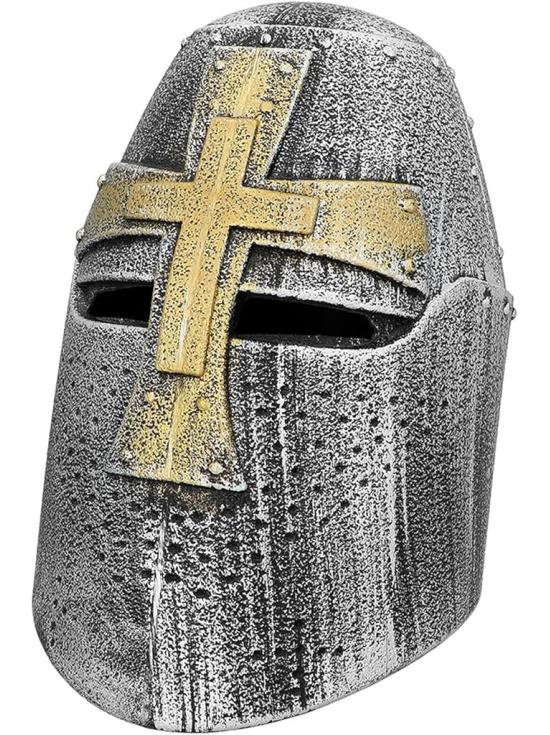 Casco Cruzado Medieval Plateado adultos