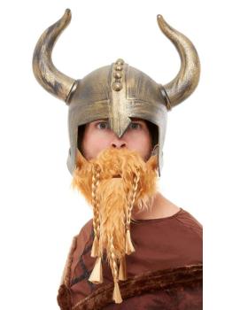 Casco de Vikingo Dorado con Barba