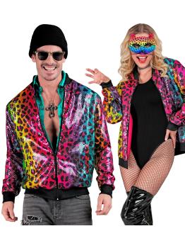 Cazadora Bomber de Lentejuelas en color Leopardo Arcoiris