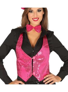 Chaleco Lentejuelas Mujer Fucsia Talla única.