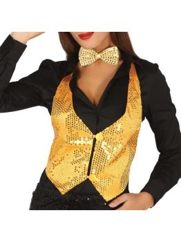 Chaleco Lentejuelas Mujer Oro Talla única.