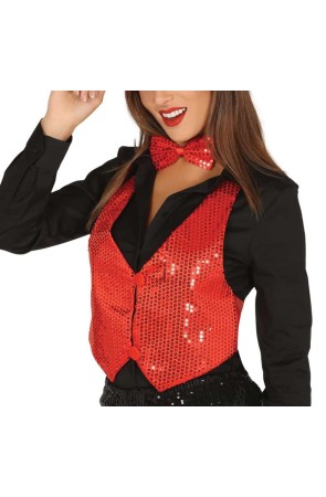 Chaleco Lentejuelas Mujer Rojo Talla única.