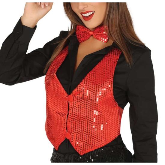 Chaleco Lentejuelas Mujer Rojo Talla única. Chaleco Lentejuelas Mujer Rojo Talla única.