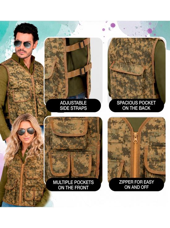 Chaleco Táctico Camuflaje o Cazador para Disfraces
