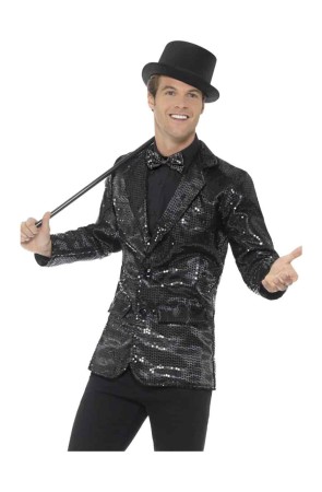 Chaqueta Lentejuelas Negra adulto