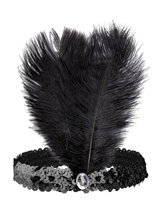 Cinta pelo Años 20 Charleston 2 plumas y piedras