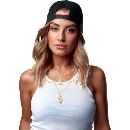 Collar de 4 Dólares Dorado – Accesorio de Joyería para Disfraces de Gánster, Mafioso y Estilo Hip Hop