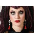 Pendientes de Calaveras con Perlas y Borlas Rojas