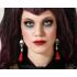 Pendientes de Calaveras con Perlas y Borlas Rojas
