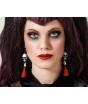 Pendientes de Calaveras con Perlas y Borlas Rojas