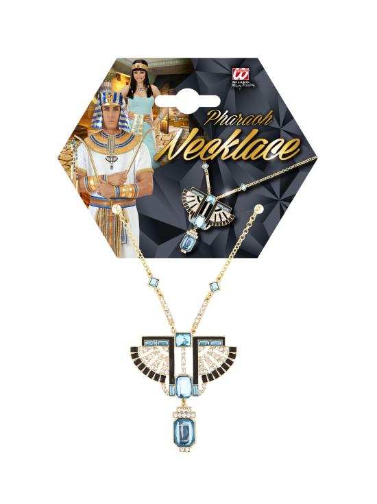 Collar de faraón dorado con piedras azules – Accesorio egipcio para disfraz