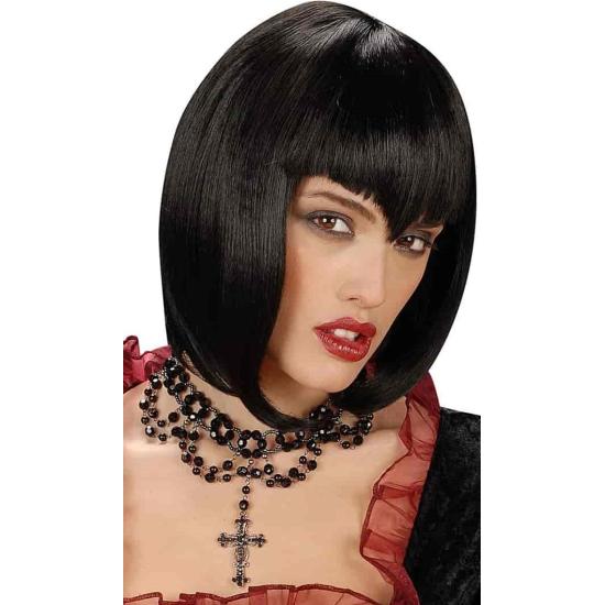 Collar Gótico con Cruz Colgante Perlas .