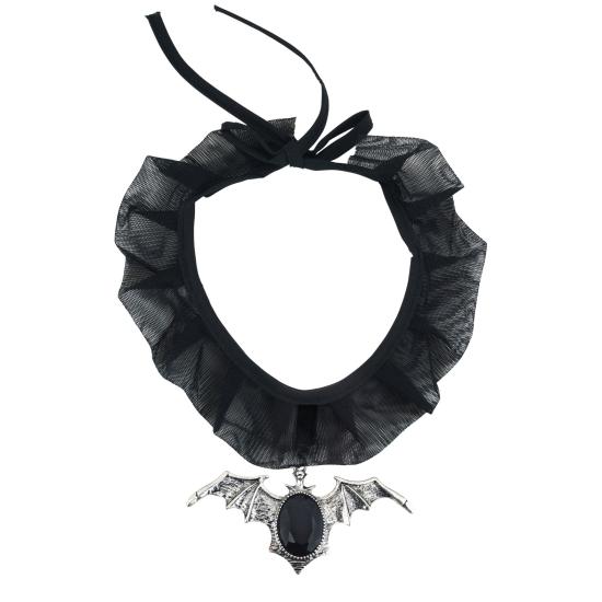 Collar Gótico con Murciélago y piedra negra Collar Gótico con Murciélago y piedra negra
