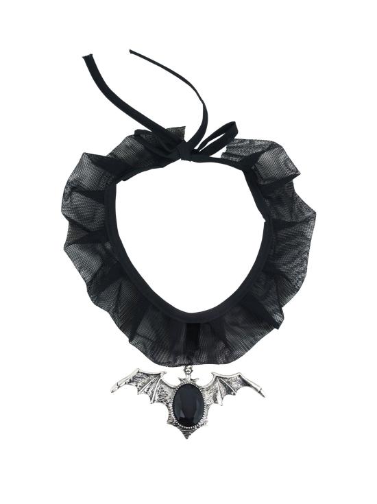 Collar Gótico con Murciélago y piedra negra