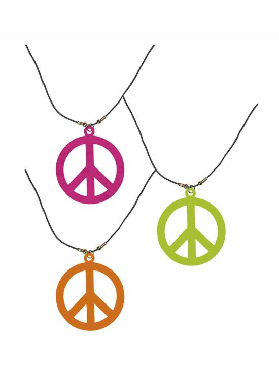 Collar Hippie Símbolo de la Paz Fluorescente