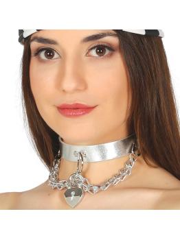 Collar plateado con cadena y candado *