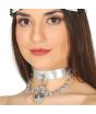 Collar plateado con cadena y candado *