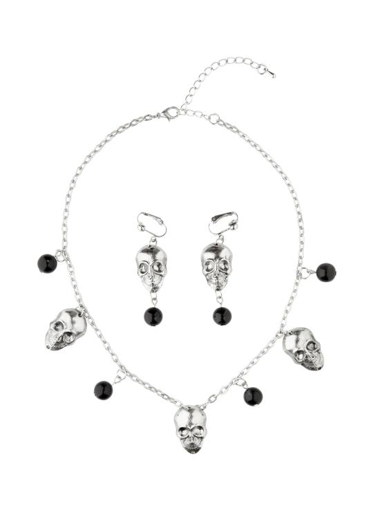 Collar y Calaveras pendientes de Plata