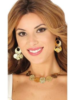 Collar Y Pendientes con monedas Zíngara