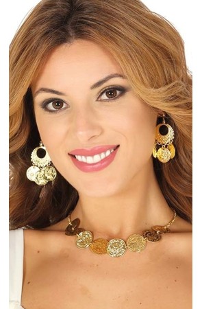 Collar Y Pendientes con monedas Zíngara