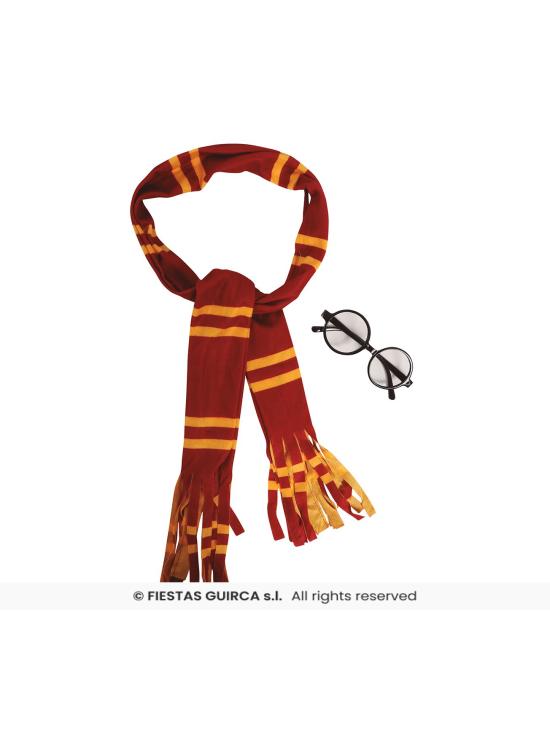 Conjunto de mago Harry  con gafas y bufanda
