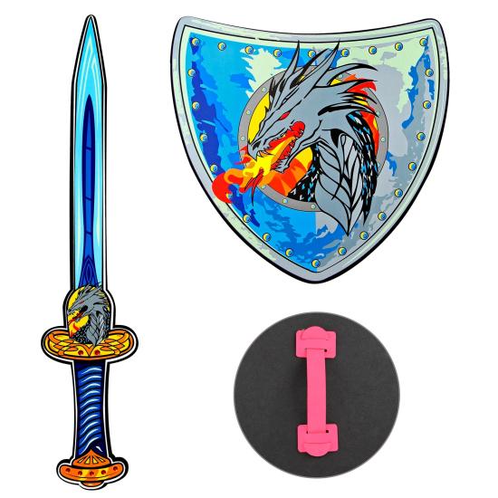 Conjunto Espada de Espuma y Escudo Caballero Dragón Fuego Conjunto Espada de Espuma y Escudo Caballero Dragón Fuego