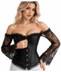 Corsé Negro con Mangas Largas de Encaje para Mujer - Disfraz de Princesa, Marquesa y Dama Gótica