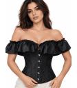 Corsé Negro con Volantes para Mujer - Disfraz de Princesa, Marquesa y Dama de Época