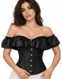 Corsé Negro con Volantes para Mujer - Disfraz de Princesa, Marquesa y Dama de Época
