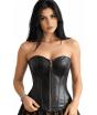 Corsé Negro Efecto Cuero para Mujer con Cremallera Delantera - Disfraz Sexy