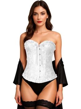 Corset Blanco de Mujer – Top de Disfraz para Princesas, Marquesas y Fiestas de Carnaval