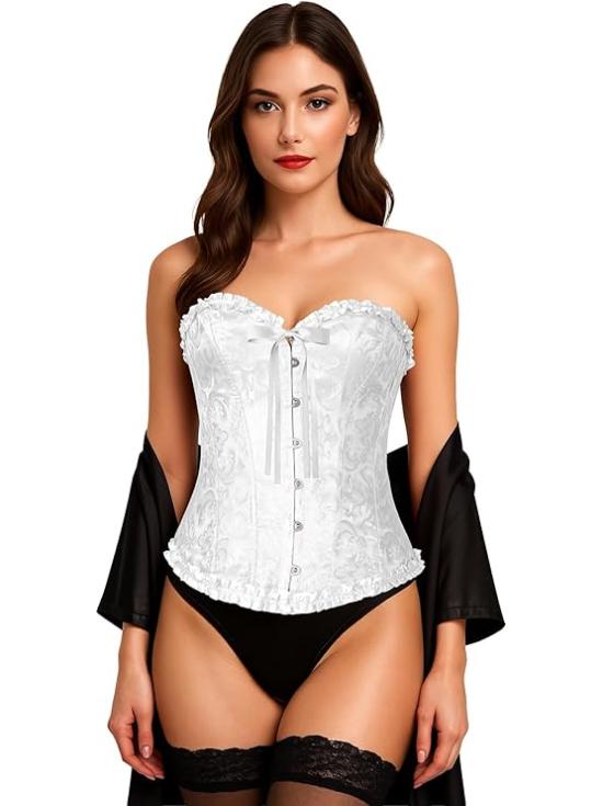 Corset Blanco de Mujer – Top de Disfraz para Princesas, Marquesas y Fiestas de Carnaval
