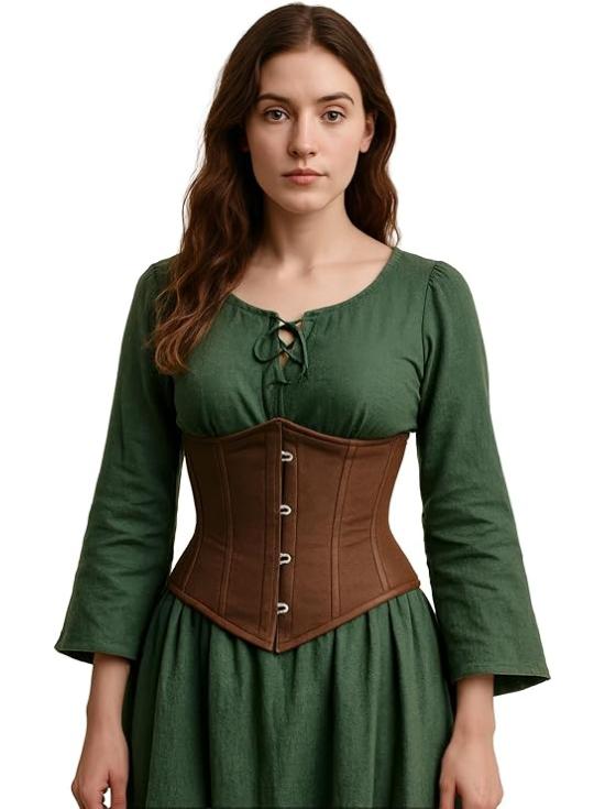 Corset Marrón para Mujer – Top de Disfraz Elegante de Princesas y Marquesas