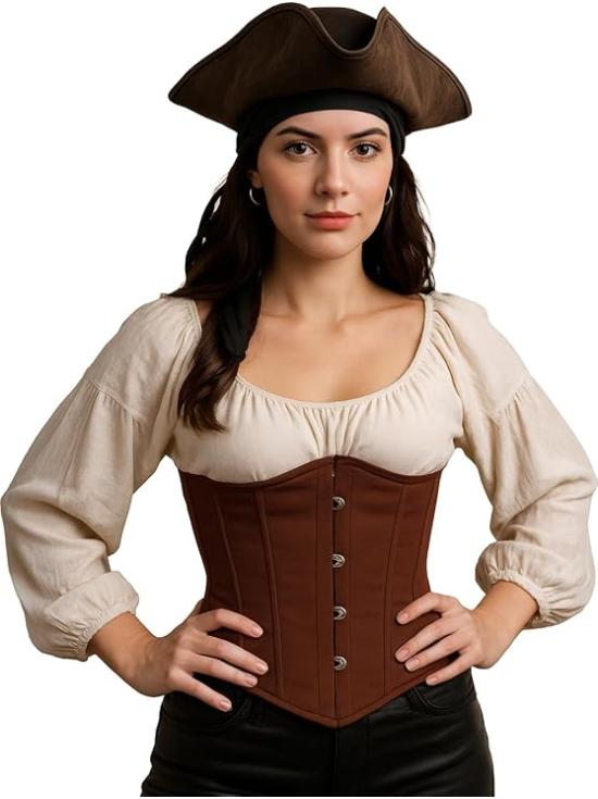 Corset Marrón para Mujer – Top de Disfraz Elegante de Princesas y Marquesas